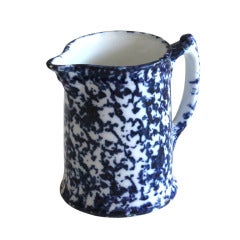 19th Century Spongeware Farmhouse Pitcher 12