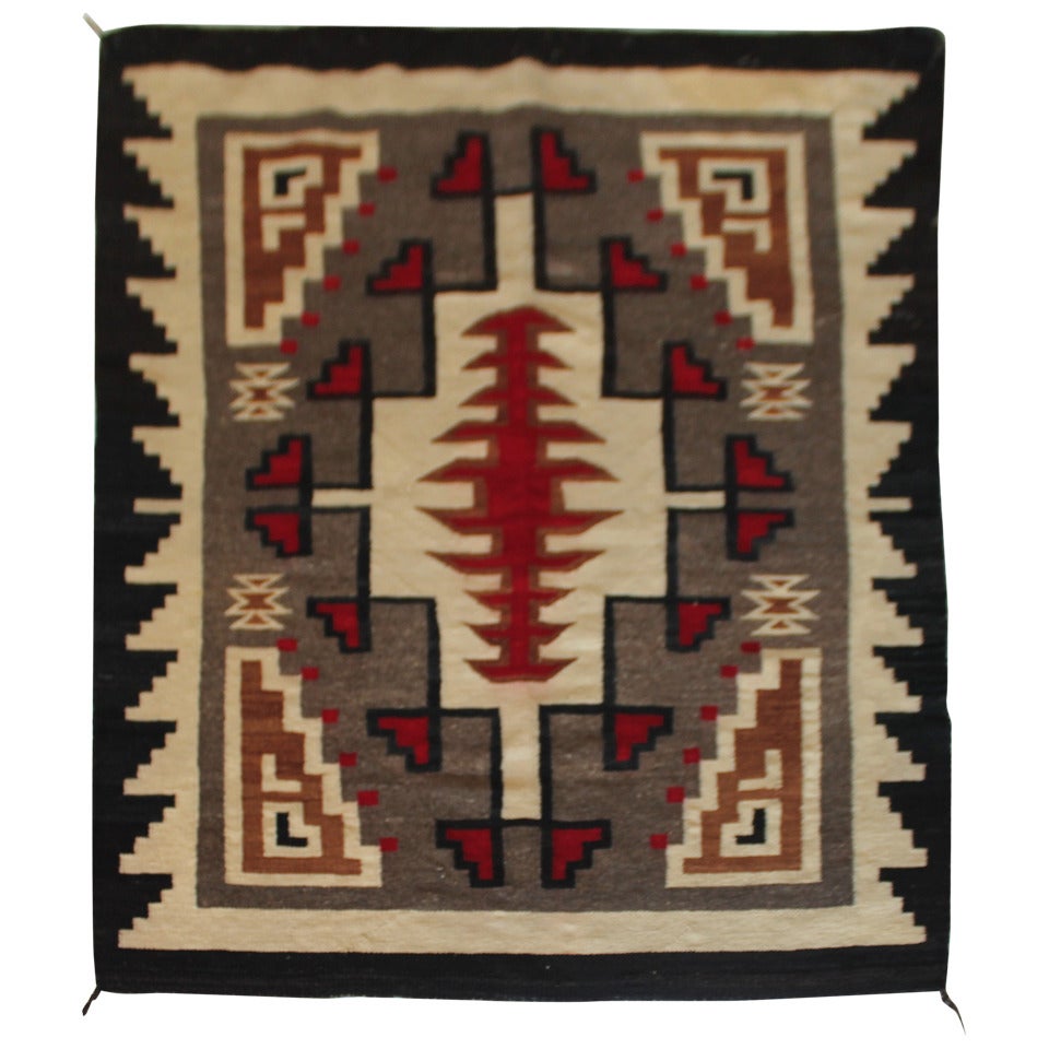 Early Navajo Indian Weaving In Vibrant Geometric Patterns
