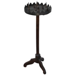 Early 18th Century New England Handmade Tin and Wood Candlestand