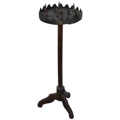 Early 18th Century New England Handmade Tin and Wood Candlestand 3