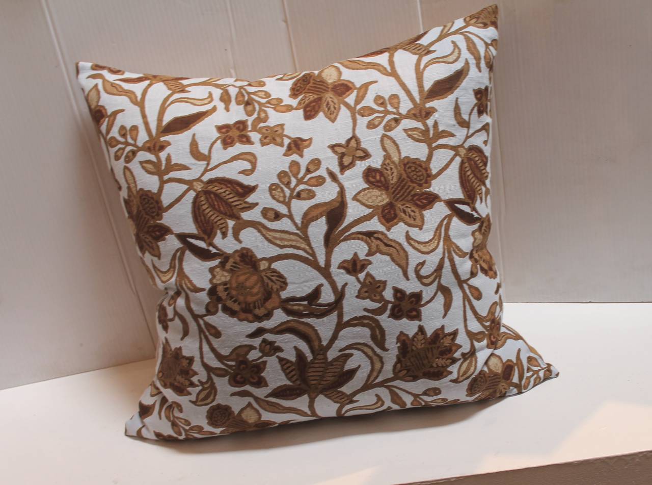 American Classical Pair of Stenciled on Linen Pillows