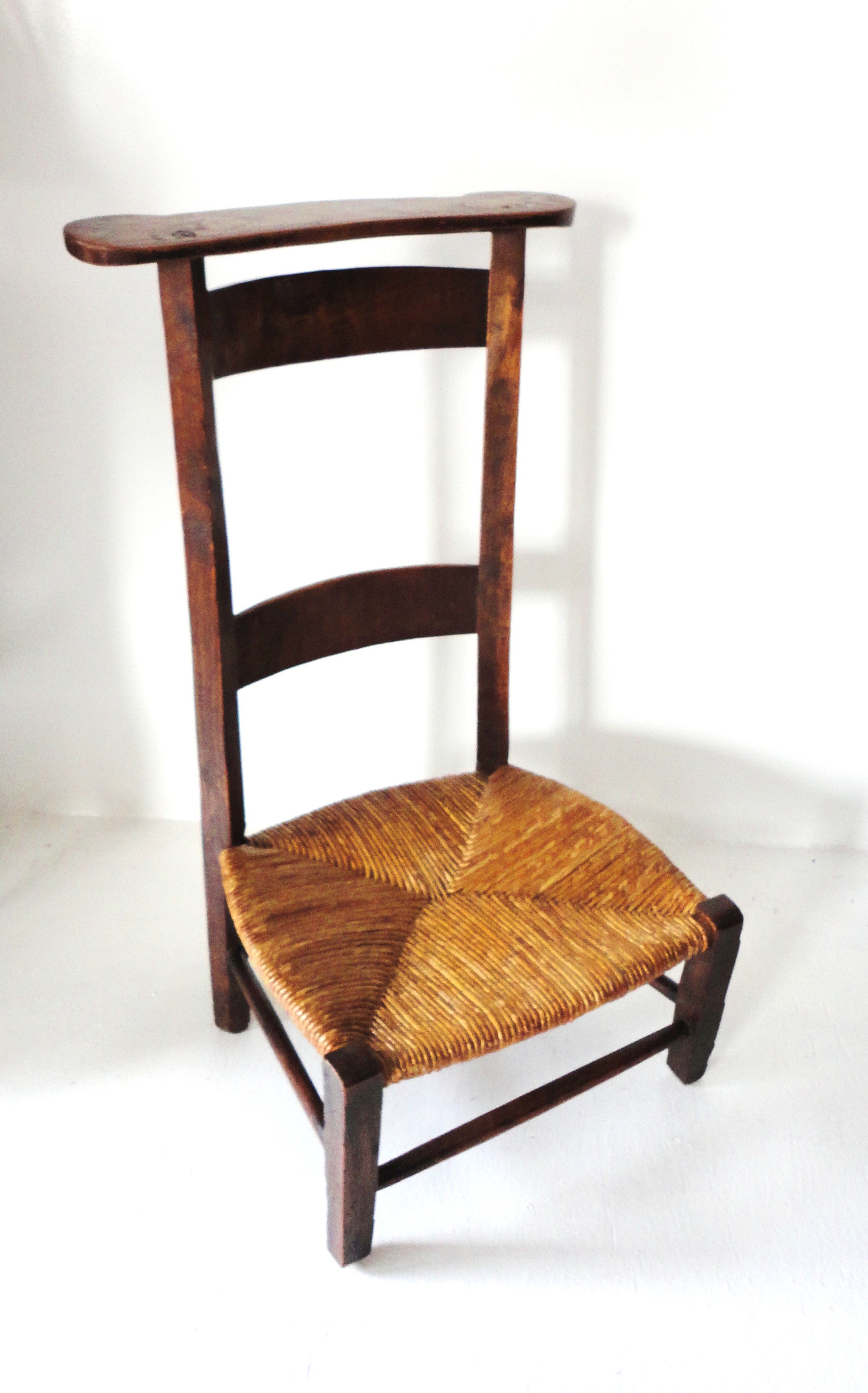 Early & Rare 19thc  Walnut Ladder Back  Prayer Chair From New England