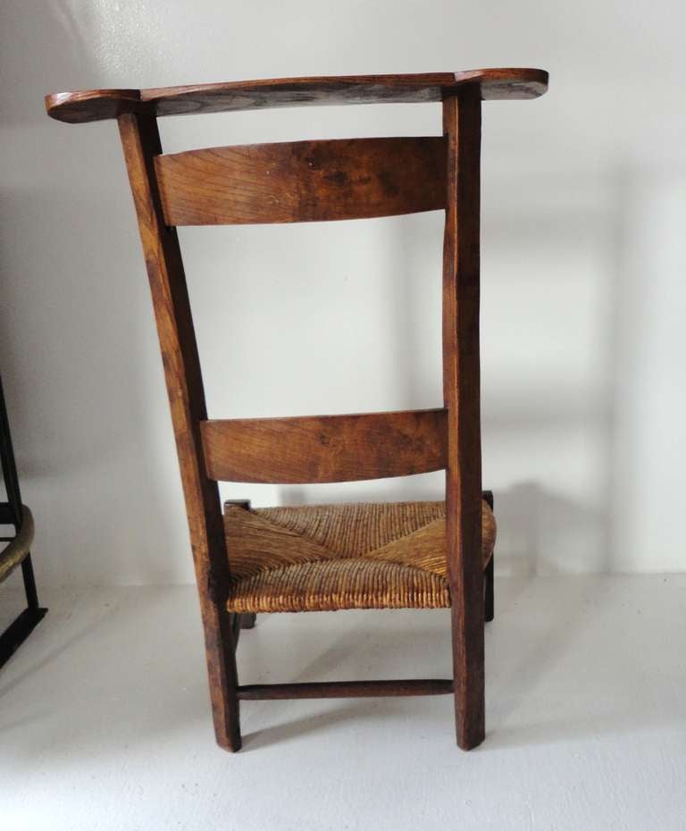 American Early & Rare 19thc  Walnut Ladder Back  Prayer Chair From New England