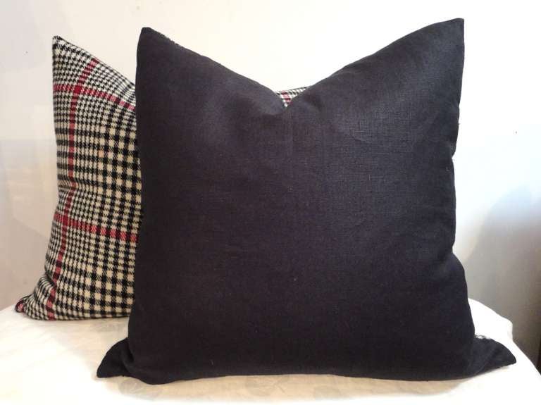 American Pair of Plaid Hounds Tooth Pillows For Sale