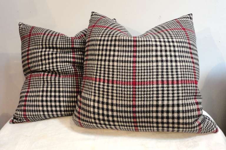 Pair of Houndstooth Plaid Blanket Pillows