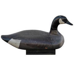 Antique Monumental New England Original Painted Duck on Stand