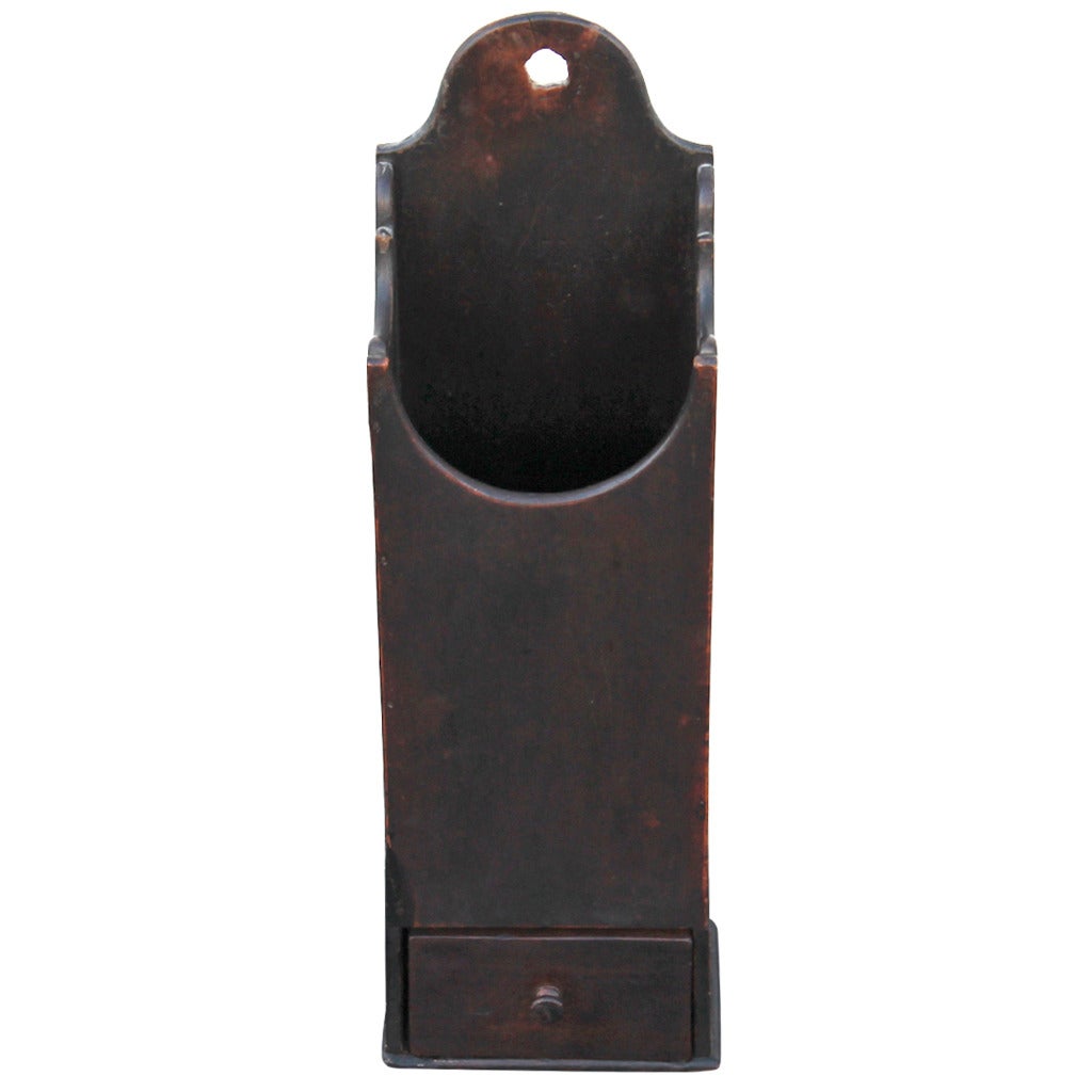 Early 19th Century New England Painted Walnut Pipe Wall Box
