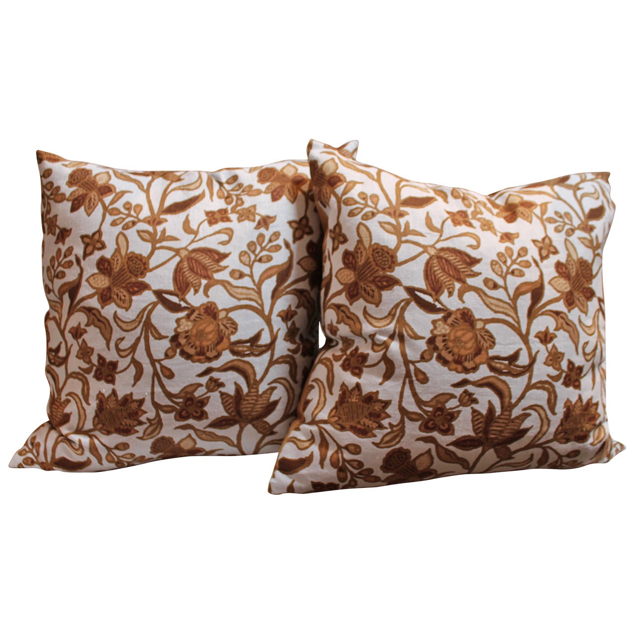 Pair of Stenciled on Linen Pillows