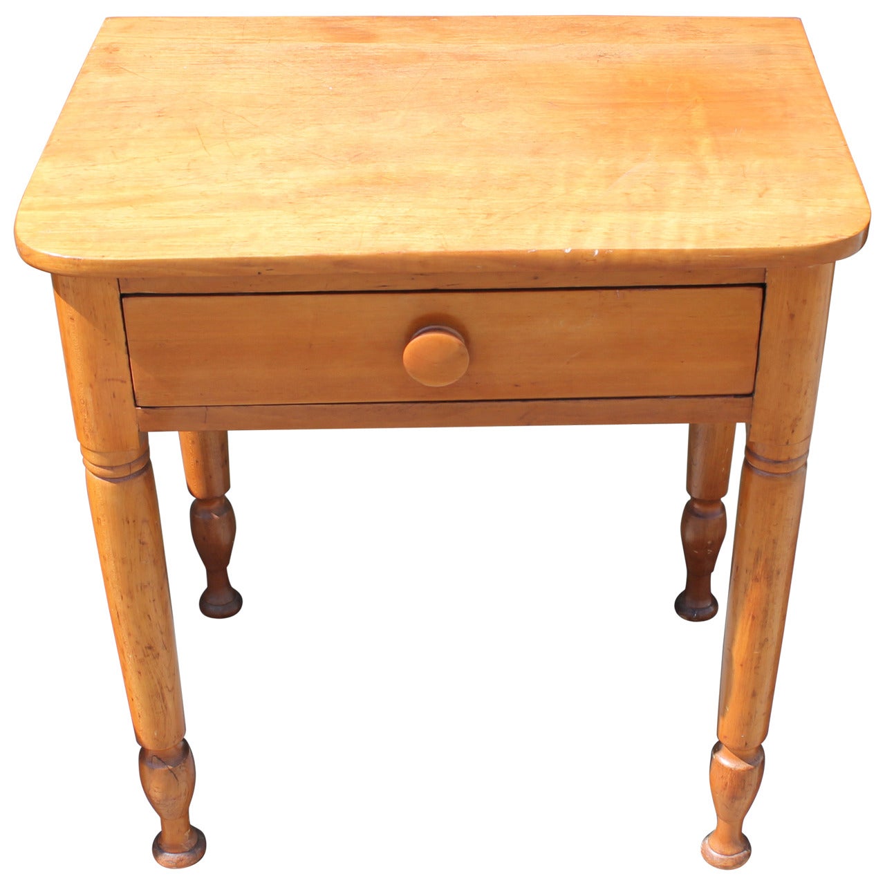 19th Century Early Maple End Table from Pennsylvania Farm House