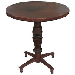 Rustic 19th Century Industrial Gaming Table with a Leather Top