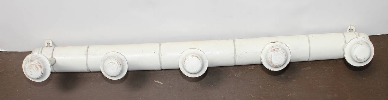 19th Century Original White Painted Coat and Hat Rack
