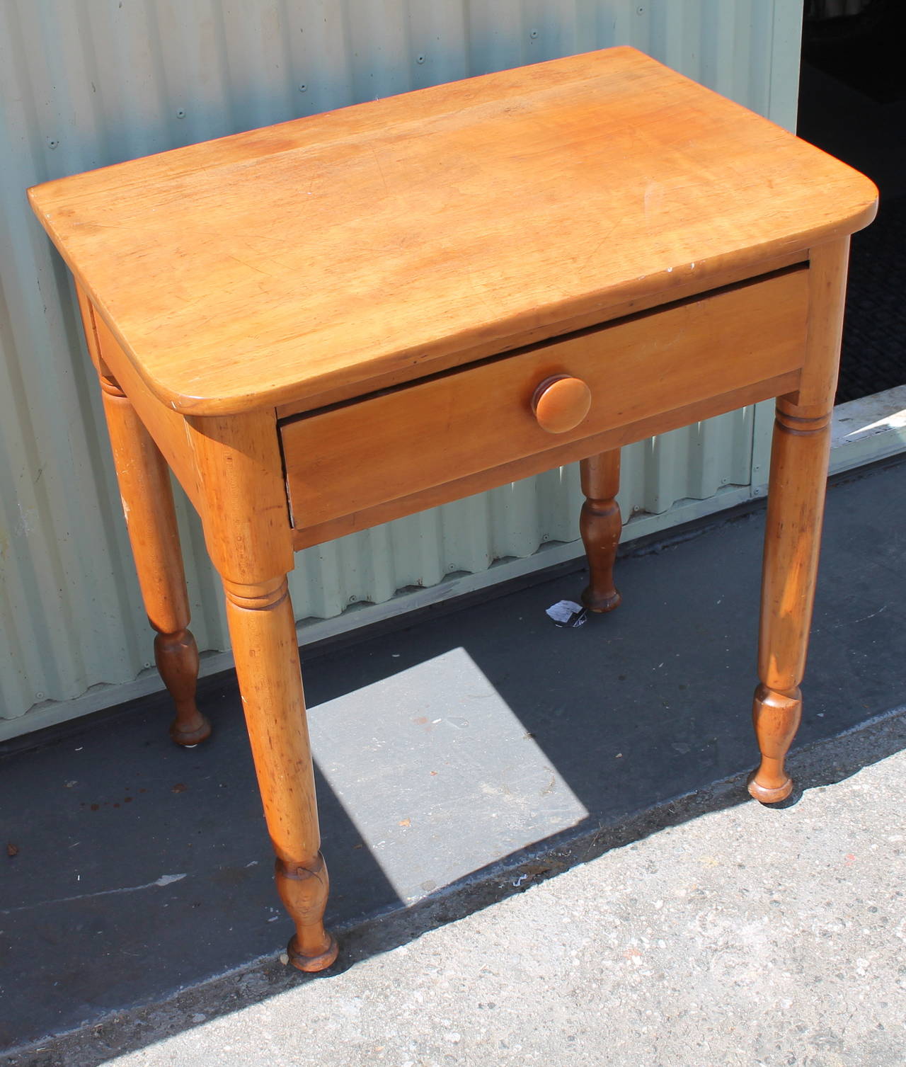 Hand-Crafted 19th Century Early Maple End Table from Pennsylvania Farm House