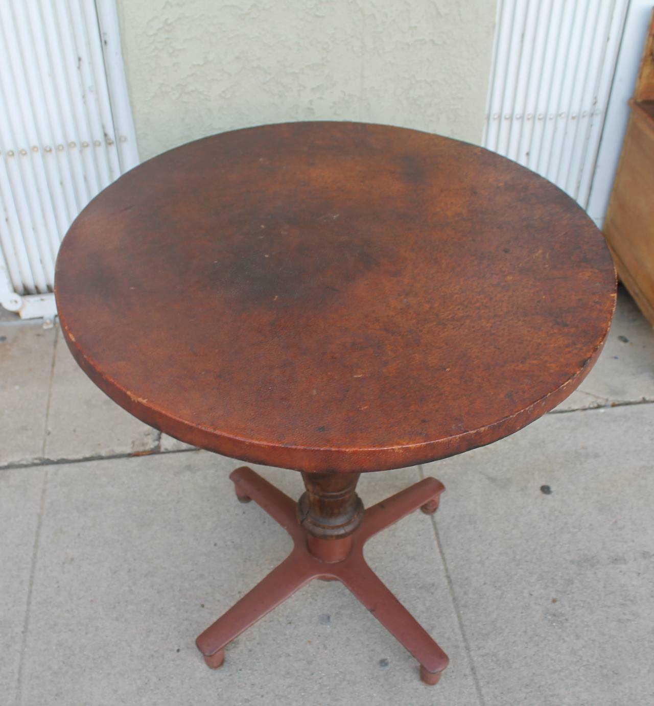 Adirondack Rustic 19th Century Industrial Gaming Table with a Leather Top
