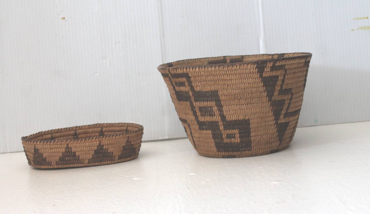 Native American Collection of Four 19th Century Early Pima American Indian Baskets