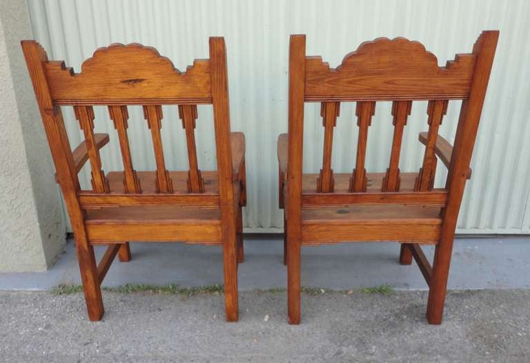 Pair of New Mexico Hand Made Chairs In Excellent Condition In Los Angeles, CA