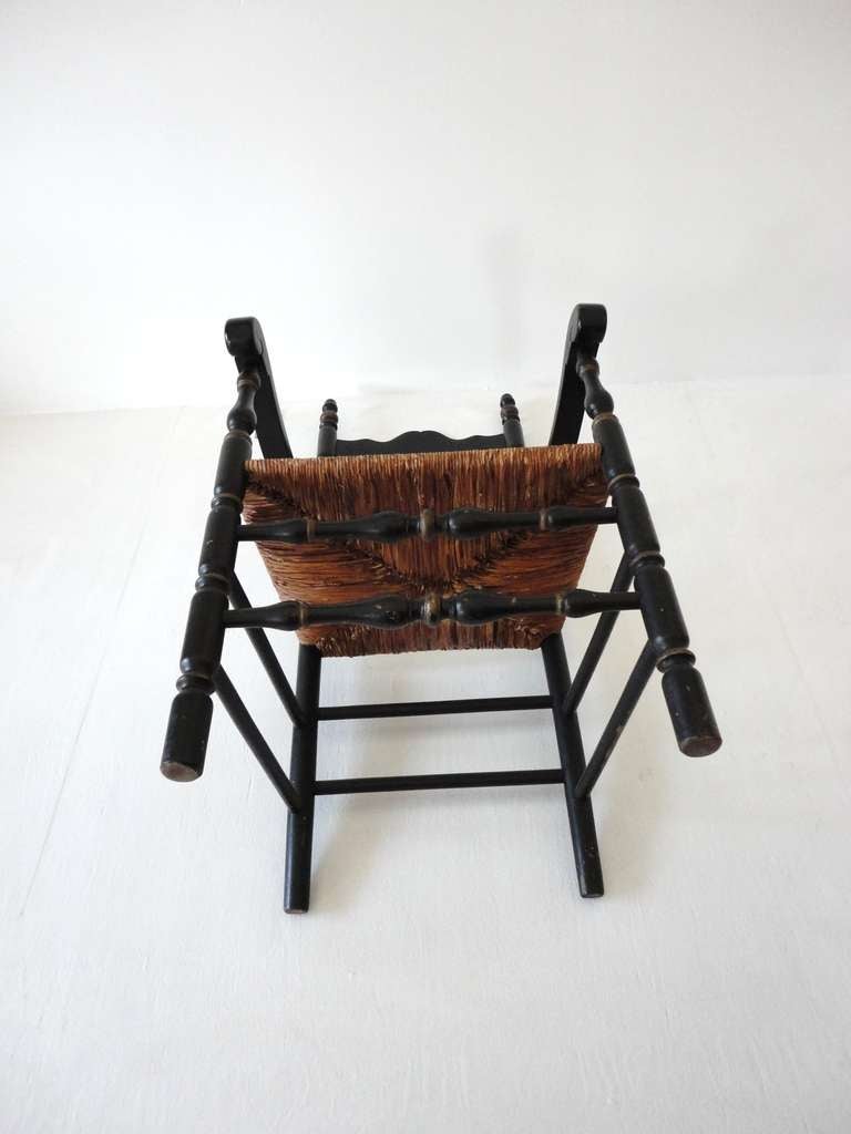 19th c. Original Black Painted Ladder Back Armchair from New England 2
