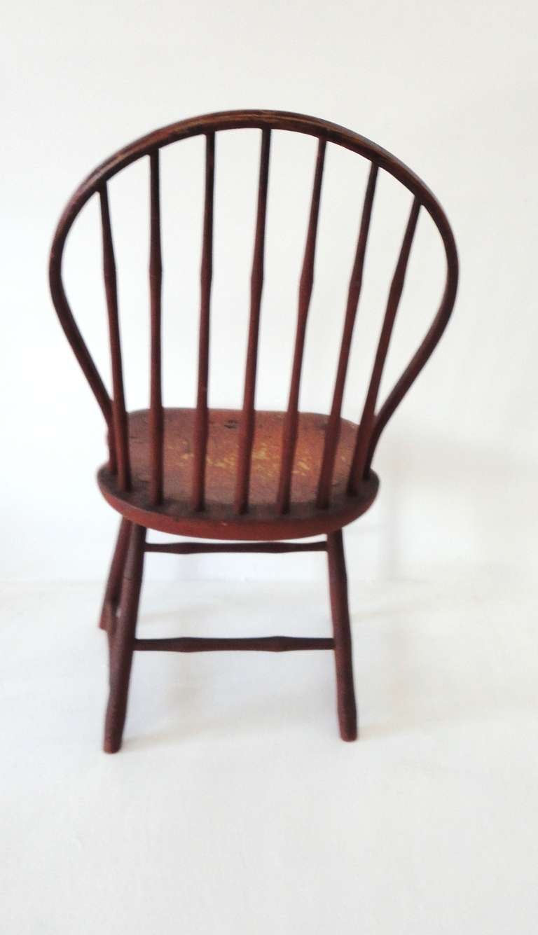 19th Century Fantastic Original  Salmon Painted 19thc Windsor Chair