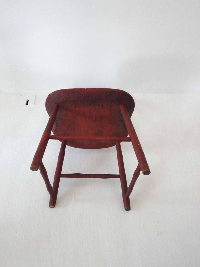 Pine Fantastic Original  Salmon Painted 19thc Windsor Chair