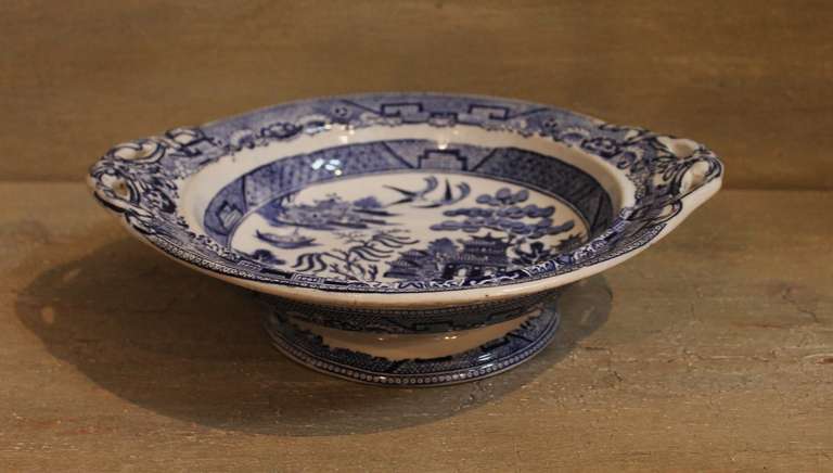This is a very special and unique piece of Blue Willow Stone Ware from the R. Hammersley Pottery Company of Tunstall, Staffordshire, England.  This piece dates to between 1860 and 1870 when Ralph Hammersley had just begun to work from  the Church