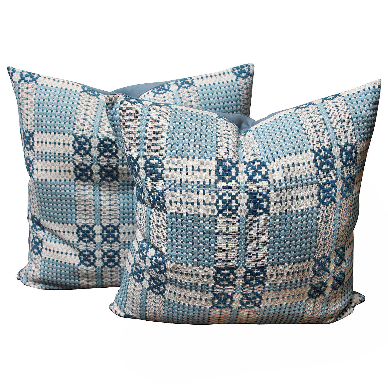 19th Century Woven Jacquard Coverlet Pillows at 1stdibs
