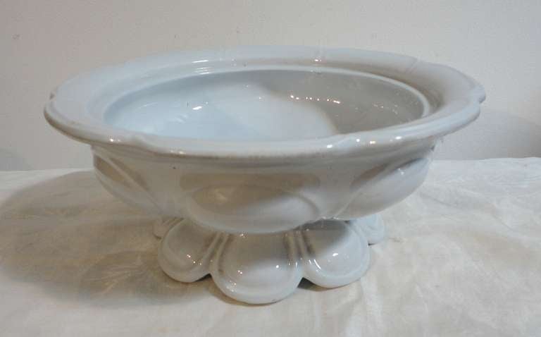 This wonderful early 19th century fruit compote or serving compote is in mint condition hand has a wonderful shape the base and the bowl have a scalloped form all the way around. The compote is in mint condition. Lots of hallmarks on the base but no