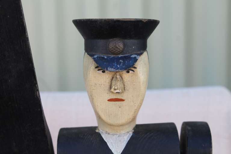 American All Original Early Hand-Carved Policeman Whirligig