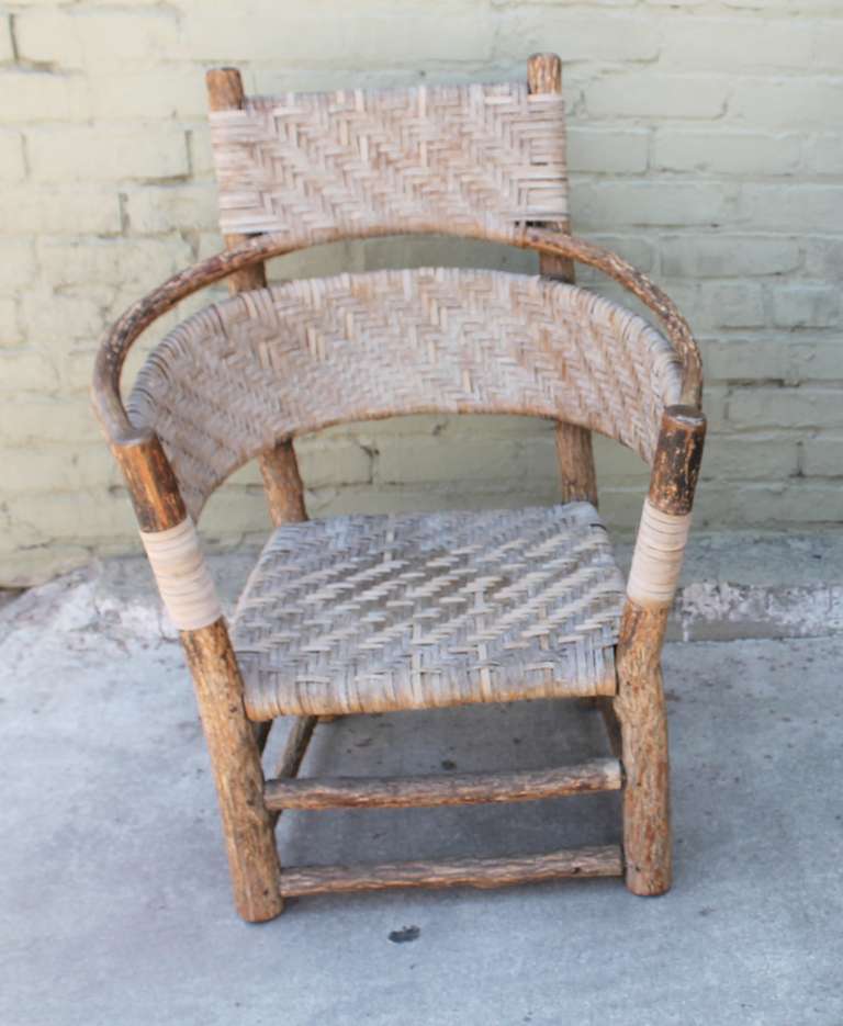 American Old Hickory Barrell Back Rustic Armchair