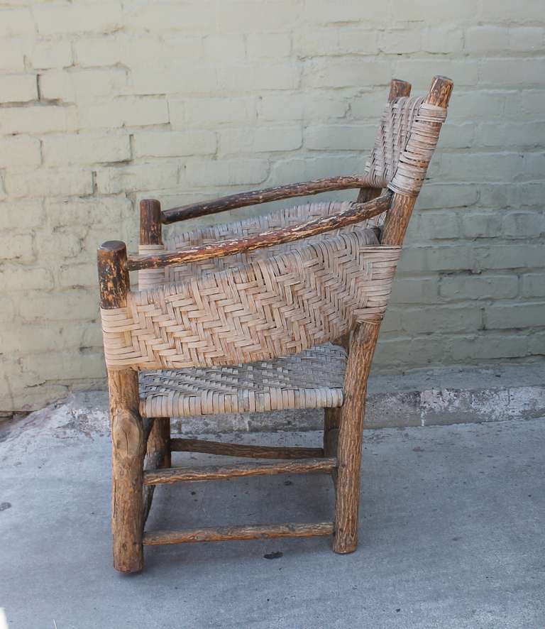 Old Hickory Barrell Back Rustic Armchair In Excellent Condition In Los Angeles, CA