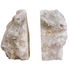 Monumental White Quartz Crystal Bookends