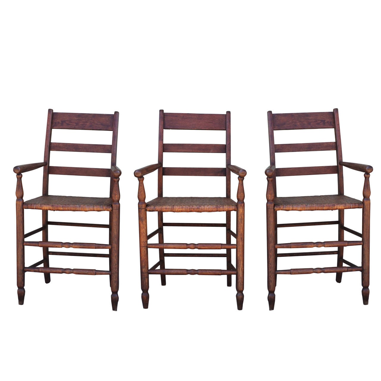 Set of Three Early 20th Century Original Surface Highback Barstools