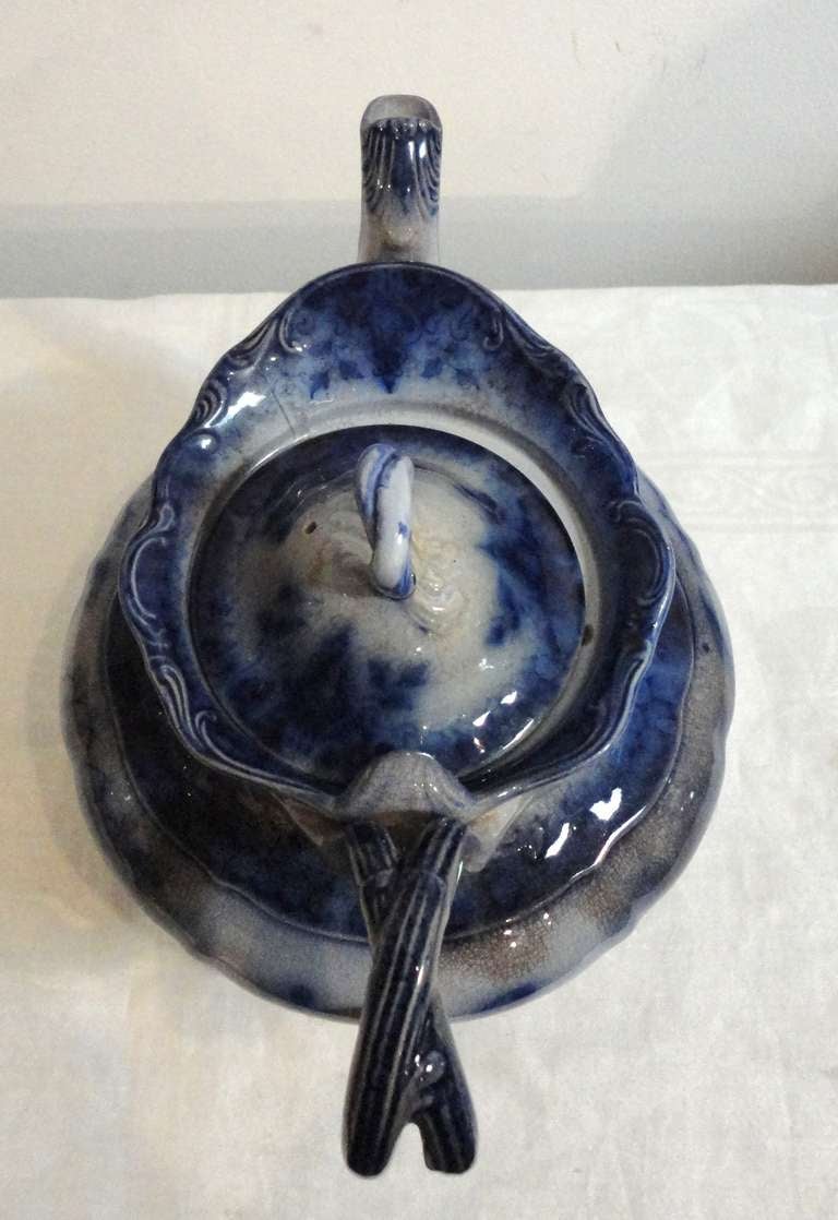 flow blue teapot