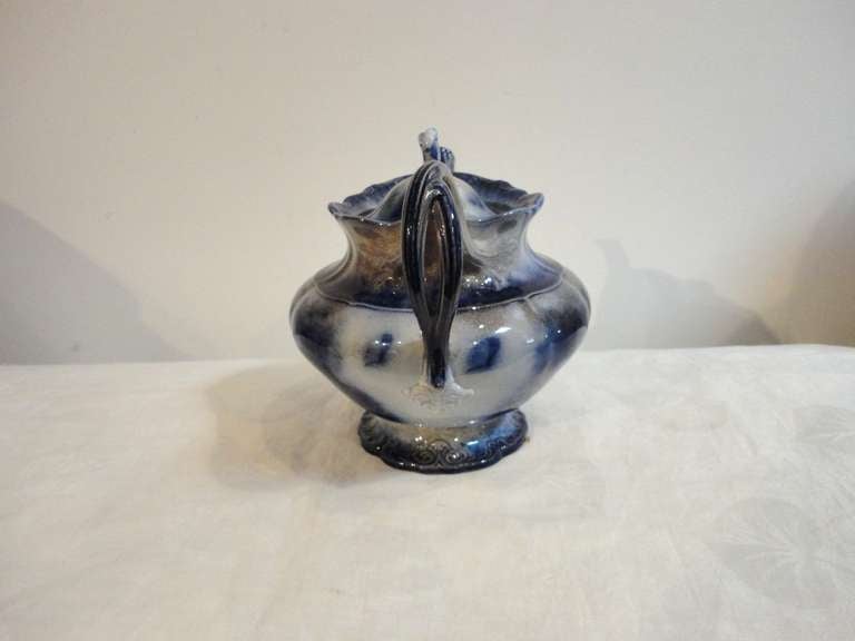 19th Century Flow Blue Rare India Pattern Tea Pot In Excellent Condition For Sale In Los Angeles, CA