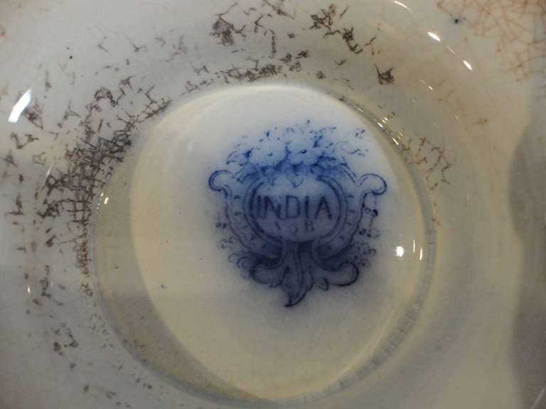 19th Century Flow Blue Rare India Pattern Tea Pot For Sale 4
