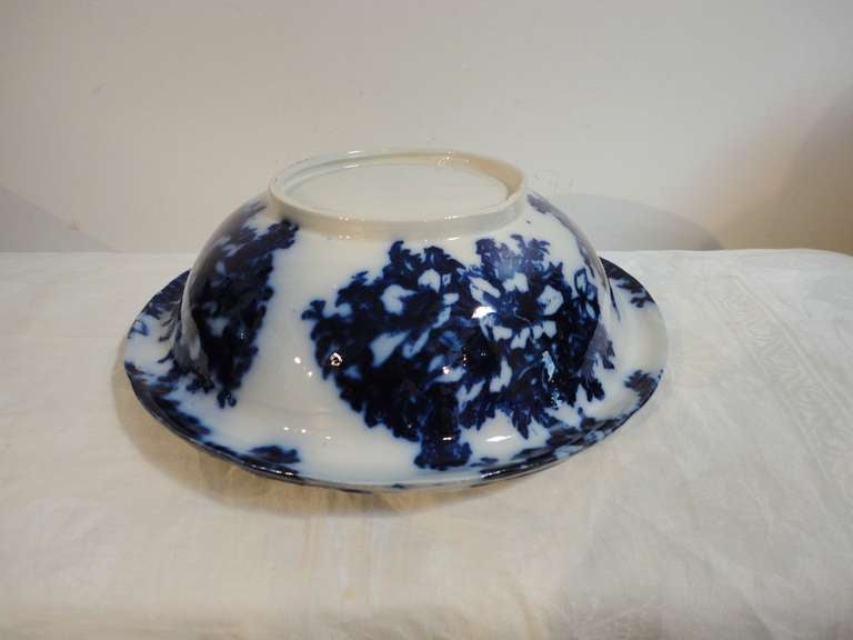 Fantastic Rare 19th Century Flo-Blue Washbowl and Pitcher Set 2