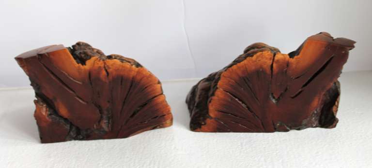 Mid-20th Century Spectacular Pair of Tiger Eye Burl Wood Bookends