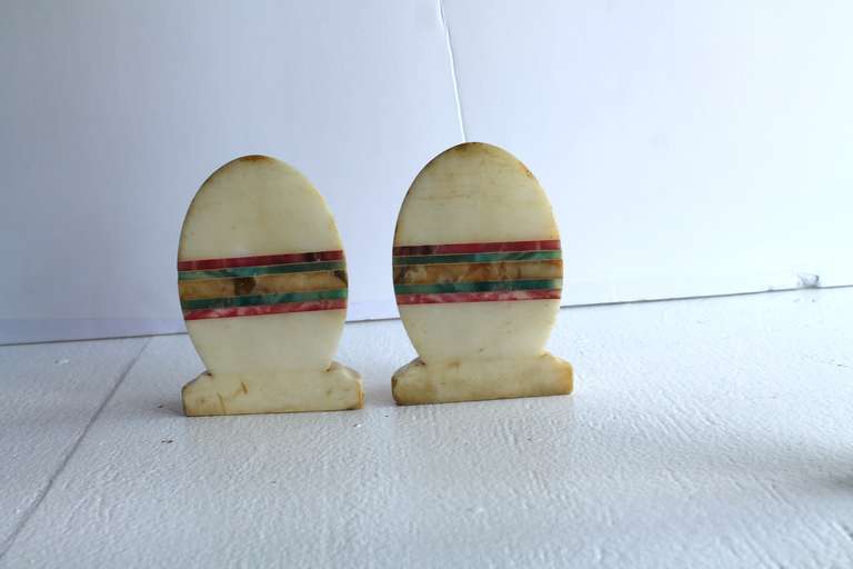 20th Century Early Italian Marble Oval Egg Shaped Bookends