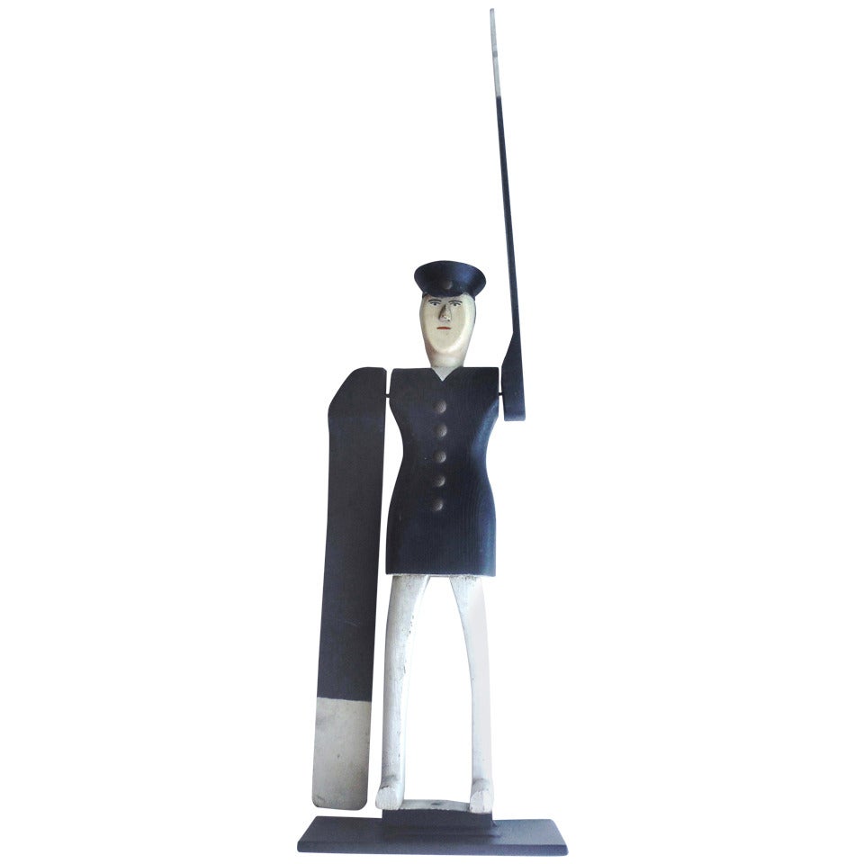 All Original Early Hand-Carved Policeman Whirligig