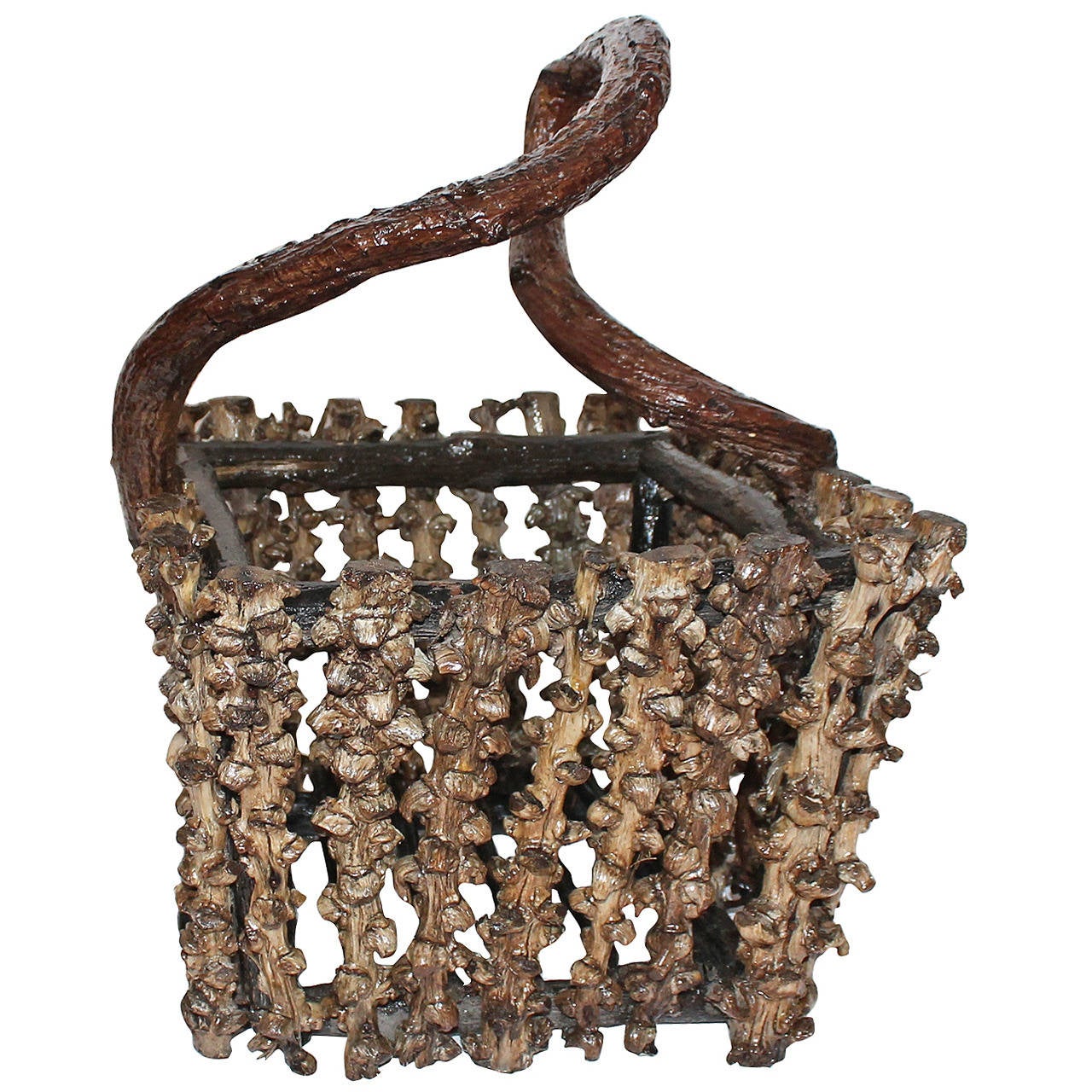 Rustic Grapevine Root Basket For Sale at 1stdibs
