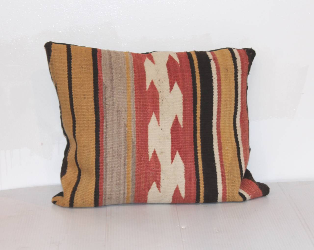 Pair of fantastic pastel Navajo Indian weaving pillows. The backing is in black cotton linen.