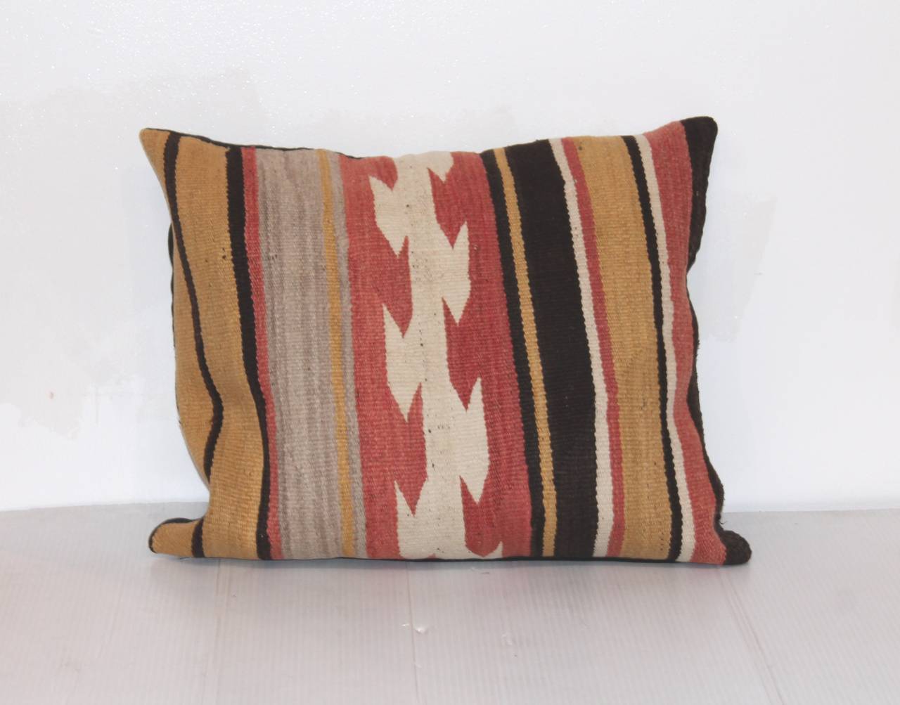 American Pair of Geometric Navajo Indian Weaving Pillows