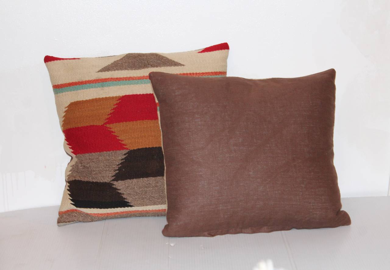 Woven Pair of Tumbling Blocks Navajo Indian Weaving Pillows