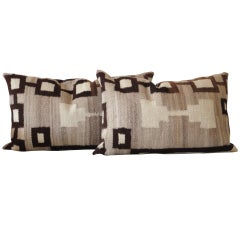 Amazing Navajo  Indian Weaving  Transitional Bolster Pillows, Pair