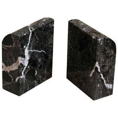Pair of Black, White and Gray Marble Bookends