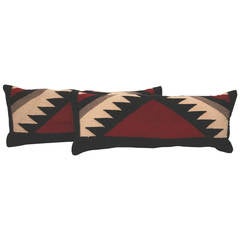 Pair of Navajo Indian Weaving Kidney Pillows