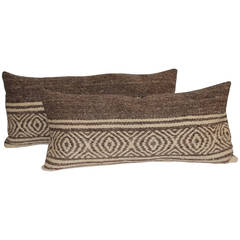 Vintage Pair of Mexican Indian Weaving Bolster Pillows