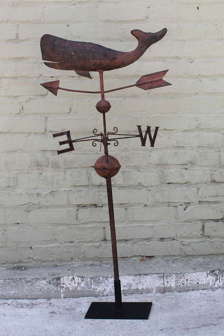 19th Century Original Salmon Painted Whale Weather Vane 1