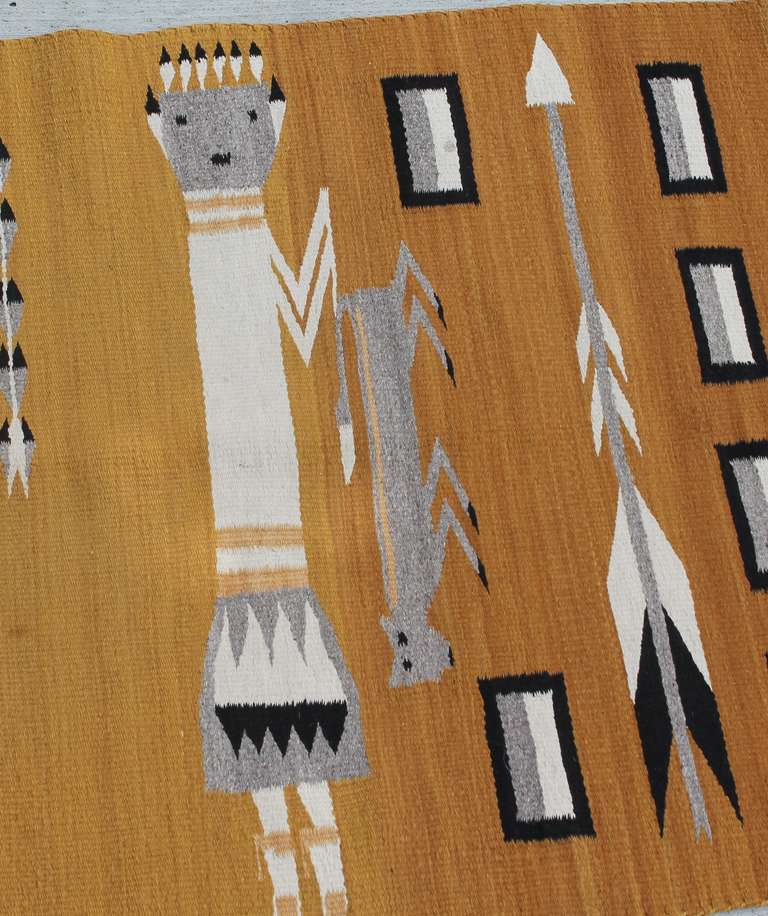 Unusual Pictorial Yei Navajo Weaving In Excellent Condition In Los Angeles, CA