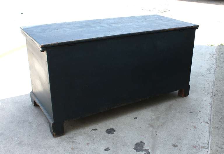 Mid-19th Century New England Original Blue Painted Blanket Chest 2