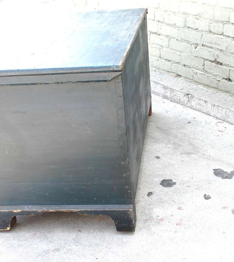 Mid-19th Century New England Original Blue Painted Blanket Chest 3