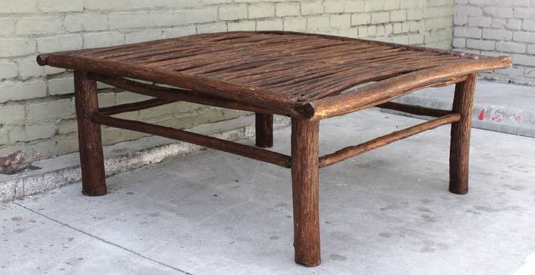 20th Century Midwestern Rustic Twig and Bark Coffee Table